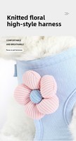 Harnais et laisse 3D motif fleur dessin animé pour chien, ensemble anti-évasion, gilet souple pour petits chiens et chats, laisse de promenade respirante en tissu, sangle de poitrine