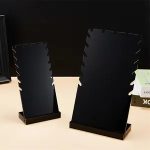 Oem Maatwerk Fabriek Zwart Wit Sieraden L-Vorm Showcase Rek Ketting Hanger Acryl Display Stand Houder