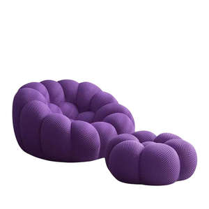 <span class=keywords><strong>Canapé</strong></span> d'angle moderne en forme de bulle avec rembourrage en mousse à coutures en nid d'abeille et ottoman, doux pour la peau, idéal pour les salons de bureau, les clubs et les bibliothèques - Product Image 2