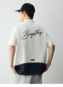 เสื้อโปโลผู้ชายทรงหลวม พิมพ์ลายตัวอักษรสีขาว ผ้าคอตตอนเนื้อหนัก 260GSM ระบายอากาศได้ดี นุ่มสบาย ราคาประหยัด รับทำโลโก้ตามสั่ง - Product Image 4