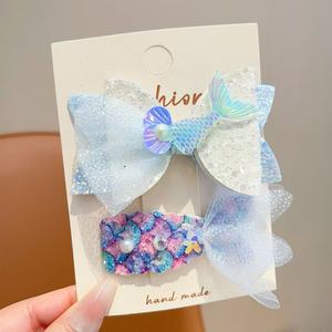 Juego de pinzas para el cabello con forma de cola de sirena, pasadores con brillantina para niñas pequeñas, accesorios para el cabello de princesa - Product Image 2