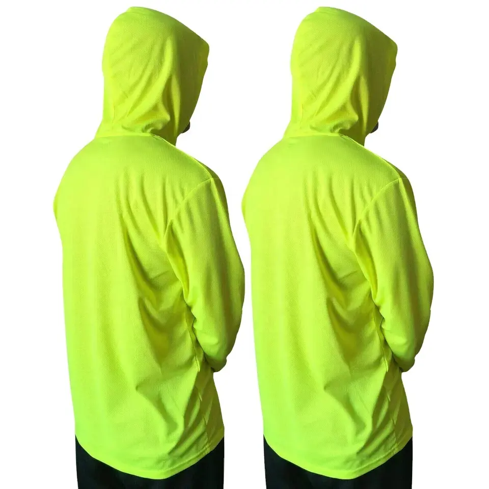 Custom Hi Vis Sudadera con capucha de manga larga transpirable seguridad reflectante Camisa cómoda camisa de seguridad de secado rápido