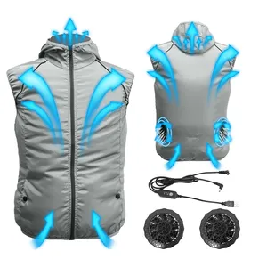 في المخزون صنع الصين الصيف تعمل بالبطارية تكييف الهواء الملابس في الهواء الطلق معطف الخصر مع مروحة للرياضة العمال - Product Image 1