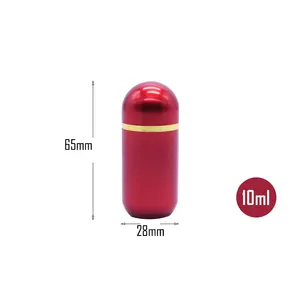 High quality 10ml red PS material bullet shaped plastic bottle with screw cap jars supplier