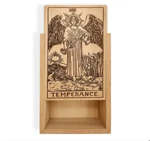 लकड़ी टैरो बॉक्स, स्टोर करने के लिए इस्तेमाल किया पवित्र वेदी कलाकृतियों, कण, टैरो और अन्य आइटम