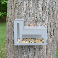 Mangeoire à oiseaux JH-Mech, maison pour oiseaux sauvages moderne, montage mural et sur arbre, en acier au carbone blanc avec revêtement en poudre, pour l'extérieur