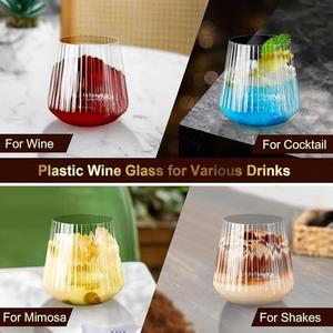 Verres à vin en plastique incassables de 12oz en gros verres à pied incassables pour fête de mariage traiteur <span class=keywords><strong>bar</strong></span> de la piscine tasses transparentes en vrac - Product Image 6