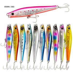 Señuelo Minnow de 95mm y 38g, Cebo Artificial Duro de ABS, Señuelos de Hundimiento para Agua Media y Fondo, para Pesca en Agua Salada y Dulce con Anzuelos - Product Image 3