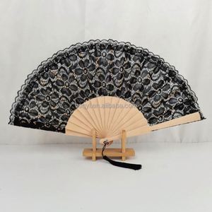 Abanico de mano de madera de alta calidad de 23 cm con borla, abanico hueco de encaje para bodas, publicidad y regalos - Product Image 1