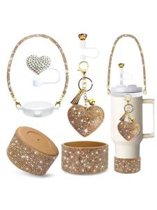 Ensemble d'accessoires scintillants pour gobelet Stanley 20 et 30 oz : poignée diamant, sangle, protège-pailles et base en silicone - Product Image 5