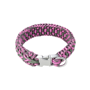 Geometric Braided Nylon Dog <b>Collar</b> With Metal Buckle Durable Fashion Style For Dogs - Product Image 4