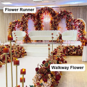 SMOOTH - Camino de Mesa Floral Otoñal Moderno Hecho a Mano con Flores Artificiales, Arreglo de Hojas de Arce Naranja Quemado, Arco de Flores para Boda - Product Image 5