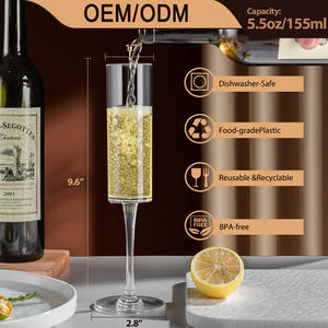 Onbreekbare Bekerglazen Champagne Fluiten Hoge Steel Plastic Champagneglazen Doorzichtig 6 Oz Vierkante Roosterglazen - Product Image 5