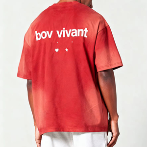 Kaos Pria 250g Vintage Pickling 100% Katun Model Kotak Custom Cropped Streetwear Desain Fashionable Longgar - Product Image 3