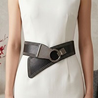 Nouvelle collection 2026 : Ceinture large vintage pour femme avec boucle interlock, ceinture élastique extensible pour ajuster la taille