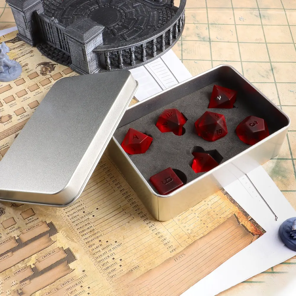 Wholesale Custom Dice Manufacturers Dragons And Dungeons Dices Polyhedral Red Glass MTG DND Dice Set