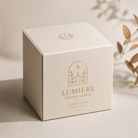 Boîte en carton carrée auto-élevante personnalisée, luxueuse, gaufrée, recyclable, pour emballage de bougies d'aromathérapie et de produits de soin de la peau