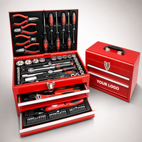 Ensemble d'outils manuels OEM robuste de 155 pièces, tournevis électrique sans fil, pinces forgées en acier à haute teneur en carbone, douilles, mallette à outils pour