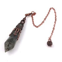 Pendentif à facettes en pierres précieuses assorties, à expédier rapidement, avec chaîne de copeaux de chakra, pour la décoration de la maison ou du bureau - Vente DIY