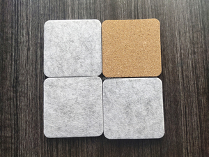 Posavasos de Fieltro Absorbente para Bebidas con Soporte, Posavasos Grandes de Fieltro Absorbente con Reverso de Corcho - Product Image 4