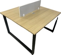 Poste de travail de direction en panneaux de bois mélaminés, double poste, moderne, durable, avec cloison intégrée, pour bureau