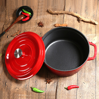 Casserole en fonte de forme ronde minimaliste en gros, revêtement émaillé coloré, écologique, avec couvercle