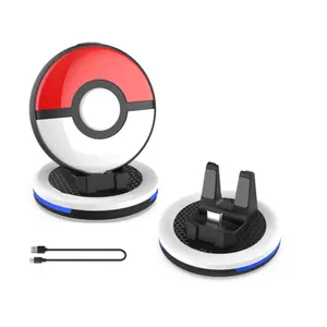 Base de carga para Nintendo Switch GO Plus + Poke Ball con luz de pantalla Almohadilla de goma antideslizante Cargador de base de carga