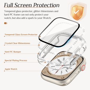 Mode strass étanche étui de <span class=keywords><strong>protection</strong></span> complet PC avec Film de verre trempé pour <span class=keywords><strong>Apple</strong></span> <span class=keywords><strong>Watch</strong></span> 8 <span class=keywords><strong>7</strong></span> iwath housse de <span class=keywords><strong>Protection</strong></span> - Product Image 4