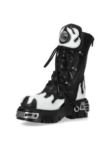 Stivali da Moto con Rivetti Multicolore, Nuovi Stivali Punk Rock da Strada con Tacco Spesso, Stivali Gotici con Fibbia e Rivetti a Fiamma - Product Image 3