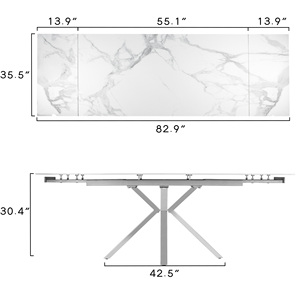<span class=keywords><strong>Ensemble</strong></span> de table <span class=keywords><strong>à</strong></span> <span class=keywords><strong>manger</strong></span> KirKasa de luxe moderne avec plateau en granit blanc et base métallique durable, 6-8 places, Guangdong Sintered - Product Image 3