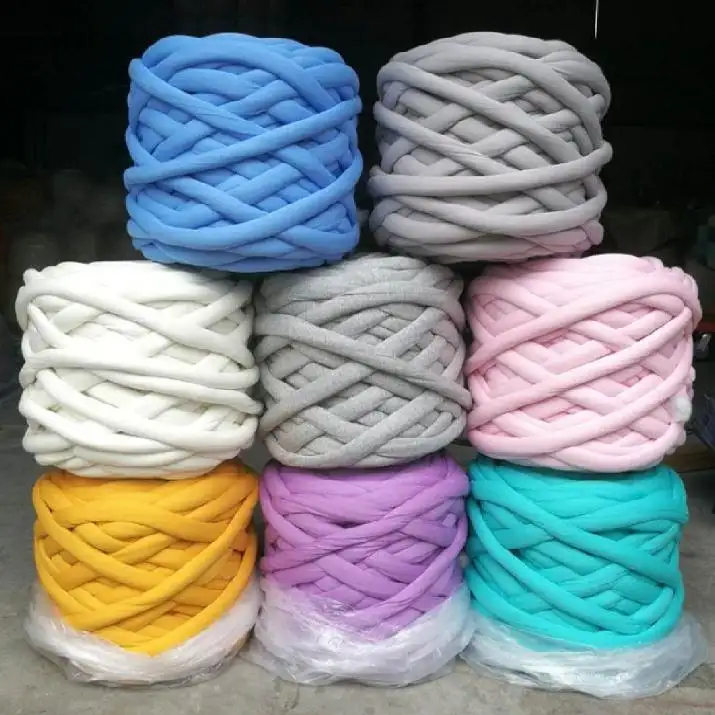 Bojay Wholesale Cheap Customized Soft Hand Arm Knitting Giant Super Thick Chunky 100% Cotton Tube Yarn