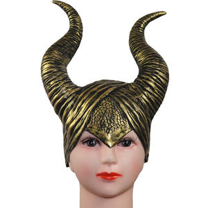 Máscara de Látex con Cuernos de <span class=keywords><strong>Maléfica</strong></span> para Adultos, Disfraz de Personaje de <span class=keywords><strong>Película</strong></span>, Accesorios de Cosplay para Halloween, Casco Dorado para Mujer - Product Image 5