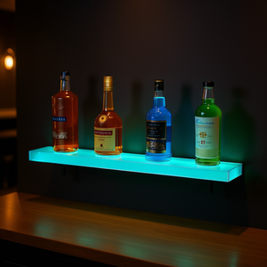 Étagère murale pour bar à domicile avec éclairage LED, présentoir à liqueurs de 30 pouces en acrylique, mobilier de bar contemporain et moderne - Product Image 2