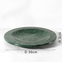 STONEKOCC Plateau à fruits en marbre vert foncé naturel de luxe moderne avec logo personnalisé, plateau de service décoratif rond haut de gamme pour table