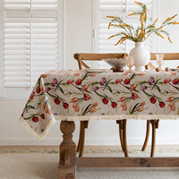 Nappe Jacquard Tissée Durable à Motif Tulipe Rustique, Personnalisable, avec Franges Décoratives, pour la Décoration Intérieure et les Revendeurs