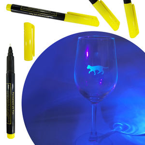 Stylo à encre invisible pour enfants avec <span class=keywords><strong>lampe</strong></span> UV LED, pointe de pinceau oblique/plate, marqueur non toxique pour jeux d'espionnage - Product Image 2