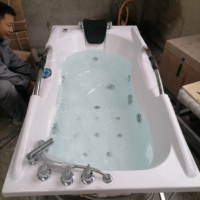 ODS Modern Acrylic Air Massage Bathtub with Freestanding Design 8 Jets Pillow Control Panel Drainer for Home & Hotel Use