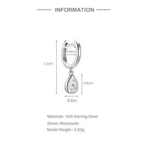 Hypoallergenic Moissanite Teardrop Hoops S925 <b>Sterling</b> <b>Silver</b> Teardrop <b>Dangle</b> <b>Earrings</b> for Sensitive Ears Daily Wear - Product Image 4