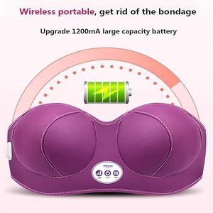 Masseur de poitrine 3-en-1 en silicone <span class=keywords><strong>avec</strong></span> chaleur, vibrations et compresse chaude, recharge sans fil pour l'amélioration mammaire des femmes - Product Image 6