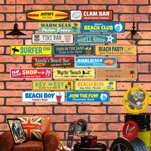 SURF capanna casa negozio di spiaggia decorazione della parete segno di metallo personalizzato 10x40CM Street Sign SUM TIKI BAR targa di latta BEACH rifugio Poster in metallo - Product Image 5