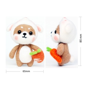 अनुकूलित प्यारी सुई फेटेड 3 डी खरगोश शिबा इनु कुत्ते गाजर नवीनता उपहार के साथ सेट ऊन फेल्टिंग डिय किट - Product Image 6