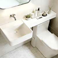 Plan de toilette mural en forme de P, surface imperméable et anticorrosion pour petite salle de bain, approvisionnement en gros