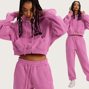 Áo Crop Top Màu Trơn Có Mũ Lông Cừu Dày 345gsm Nặng Châu Âu Và Mỹ Áo Hoodie Ngắn Hot Girls - Product Image 4