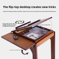 Table d'appoint mobile en forme de C en bambou Petit bureau mobile Table basse pour salon chambre à coucher Bureau d'ordinateur à domicile