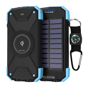 แบตสำรองพลังงานแสงอาทิตย์คุณภาพสูง กันน้ำ ความจุ 10000mAh รองรับ PD20W ชาร์จไร้สายผ่านพอร์ต Type-C ได้รับการรับรองมาตรฐาน CE พร้อมไฟฉาย LED คู่ สำหรับกรณีฉุกเฉิน - Product Image 2