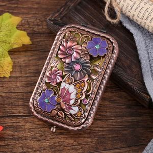 European Metal Retro Portable Pocket Folding Double-Sided Women's <b>Rectangular</b> Mini Gift Set Makeup <b>Mirror</b> - Product Image 5