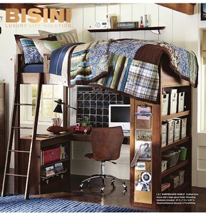 Di Colore bianco Per Bambini In Legno <span class=keywords><strong>Letto</strong></span> A Castello <span class=keywords><strong>Con</strong></span> Scrivania E Libreria - Product Image 3