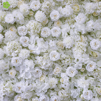 Mur de fleurs artificielles personnalisé pour événements commerciaux, toile de fond 8ft x 8ft, décor mural de fleurs artificielles blanches en chrysanthèmes, hortensias et roses