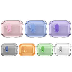 Housse de sécurité pour écouteurs pour Airpod <span class=keywords><strong>Pro</strong></span> 3 étui couleur <span class=keywords><strong>Orange</strong></span> Transparent avec sangle crochet étui de protection pour <span class=keywords><strong>AirPods</strong></span> 4 3 2 - Product Image 5