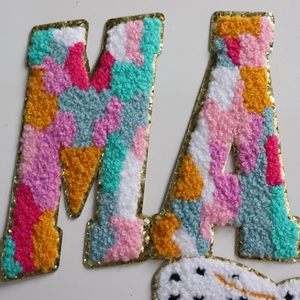 Presa di fabbrica MAMA ricamata <span class=keywords><strong>Patch</strong></span> con ciniglia colorata grande fiocco e Glitter oro per la festa della mamma in stile ferro per camicie - Product Image 4